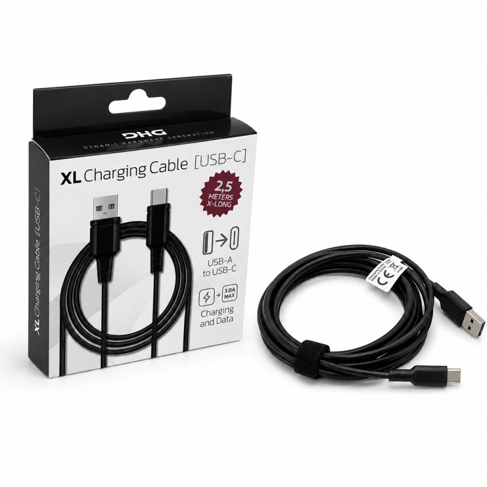 Cable de Carga USB-A a USB-C XL 2,5 m E-2249